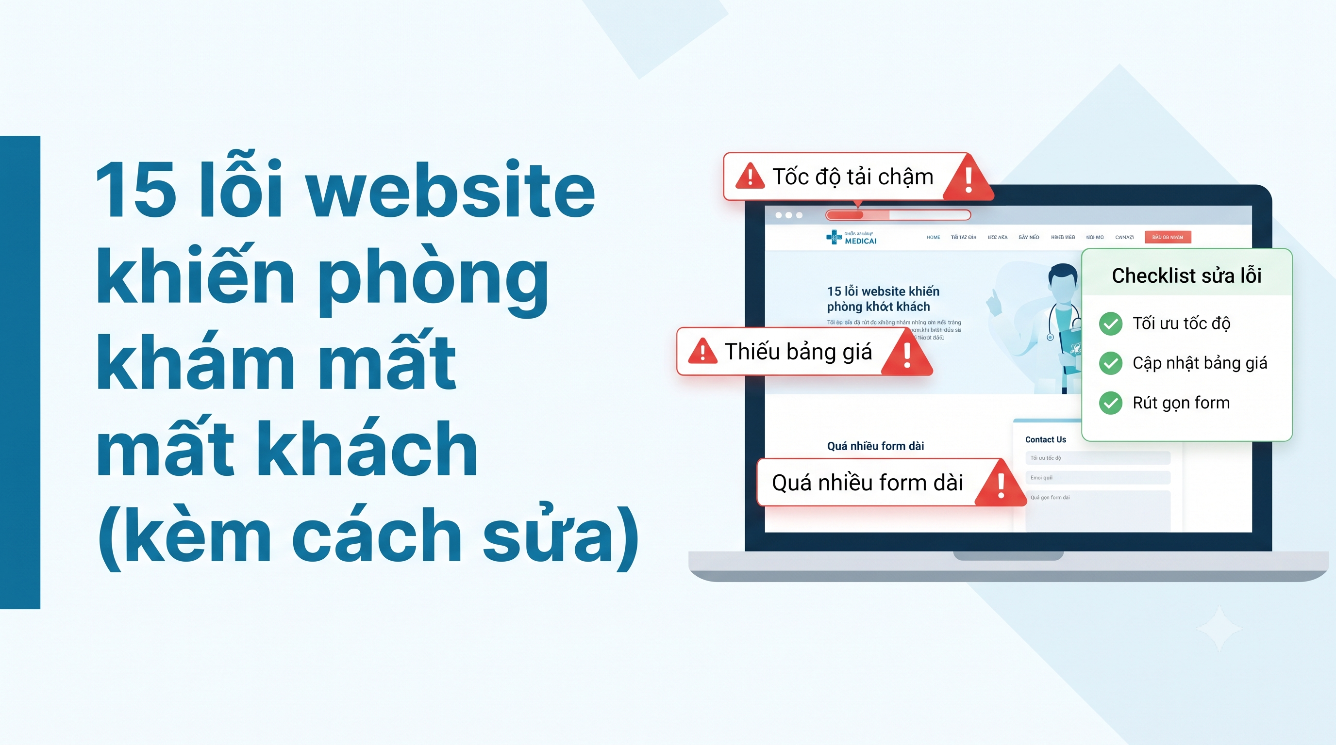 15 lỗi website khiến phòng khám mất khách (kèm cách sửa)